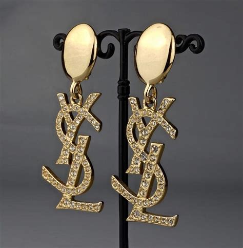 ysl logo earrings replica|ysl rhinestone earrings.